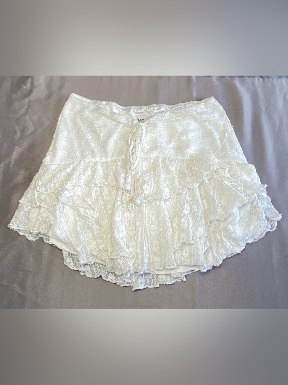 Princess Polly White Lace Ruffle Skirt with Tie Detail